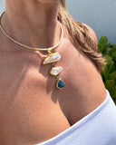 CRYSTAL & NEON APATITE STATEMENT NECKLACE