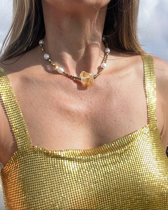 CITRINE GOLDEN CHOKER