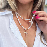 PEARL CROSS NECKLACES