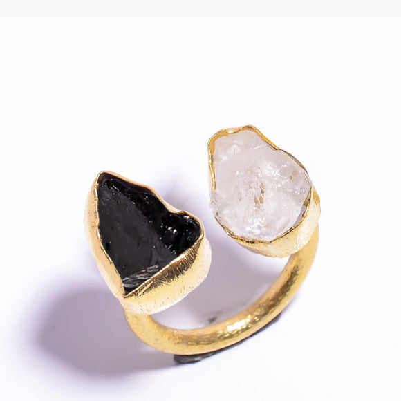 TOURMLINE & CRYSTAL RING