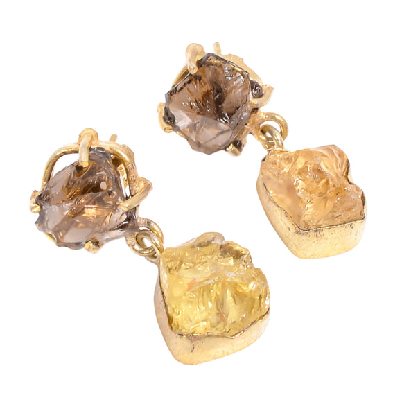SMOKY & CITRINE EARRING