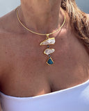 CRYSTAL & NEON APATITE STATEMENT NECKLACE