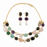 SET DOUBLE GEMSTONE CHOKER