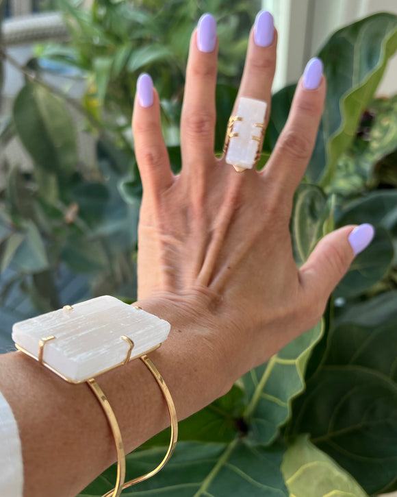 BIG RAW SELENITE CUFF