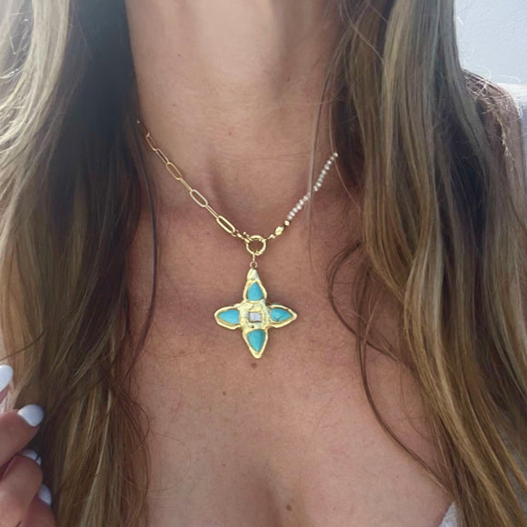 TURQUOISE CROSS CHOKER