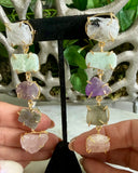 MIX GEMSTONE LONG EARRING