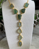 GREEN FLUORITE Y-DROP NECKLACE