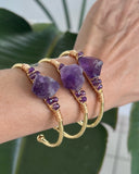 RAW AMETHYST & BEADS CUFF