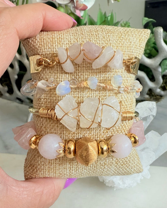 BRACELET STACK CRYSTAL & ROSE QUARTZ