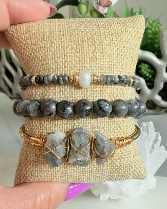 LABRADORITE BRACELET STACK