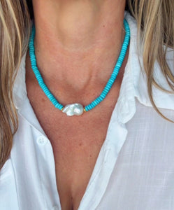 TURQUOISE & BAROQUE CHOKER