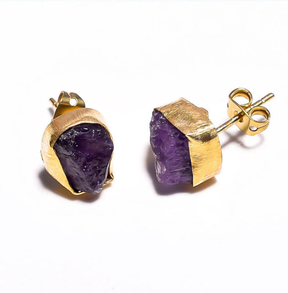 RAW AMETHYST STUD