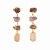 RAW AMETHYST & PINK LONG EARRING