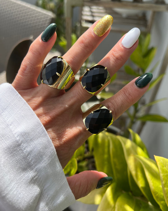 BLACK AGATE RING