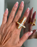 PEARL CROSS RING