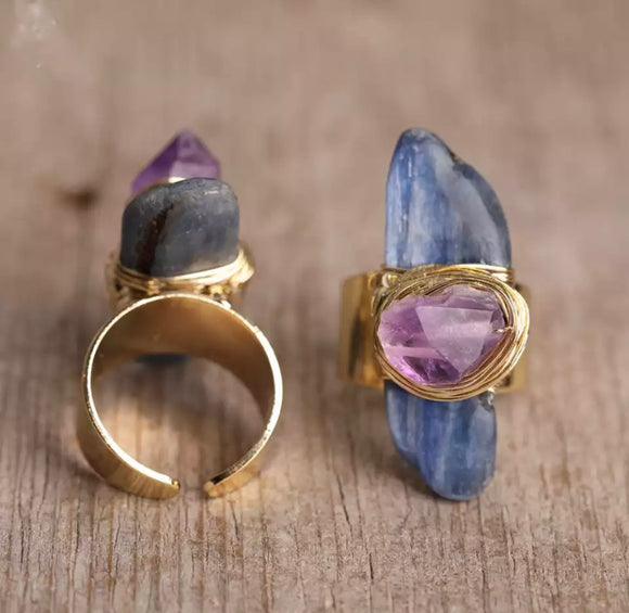 SANDY KYANITE & AMATISTA RING